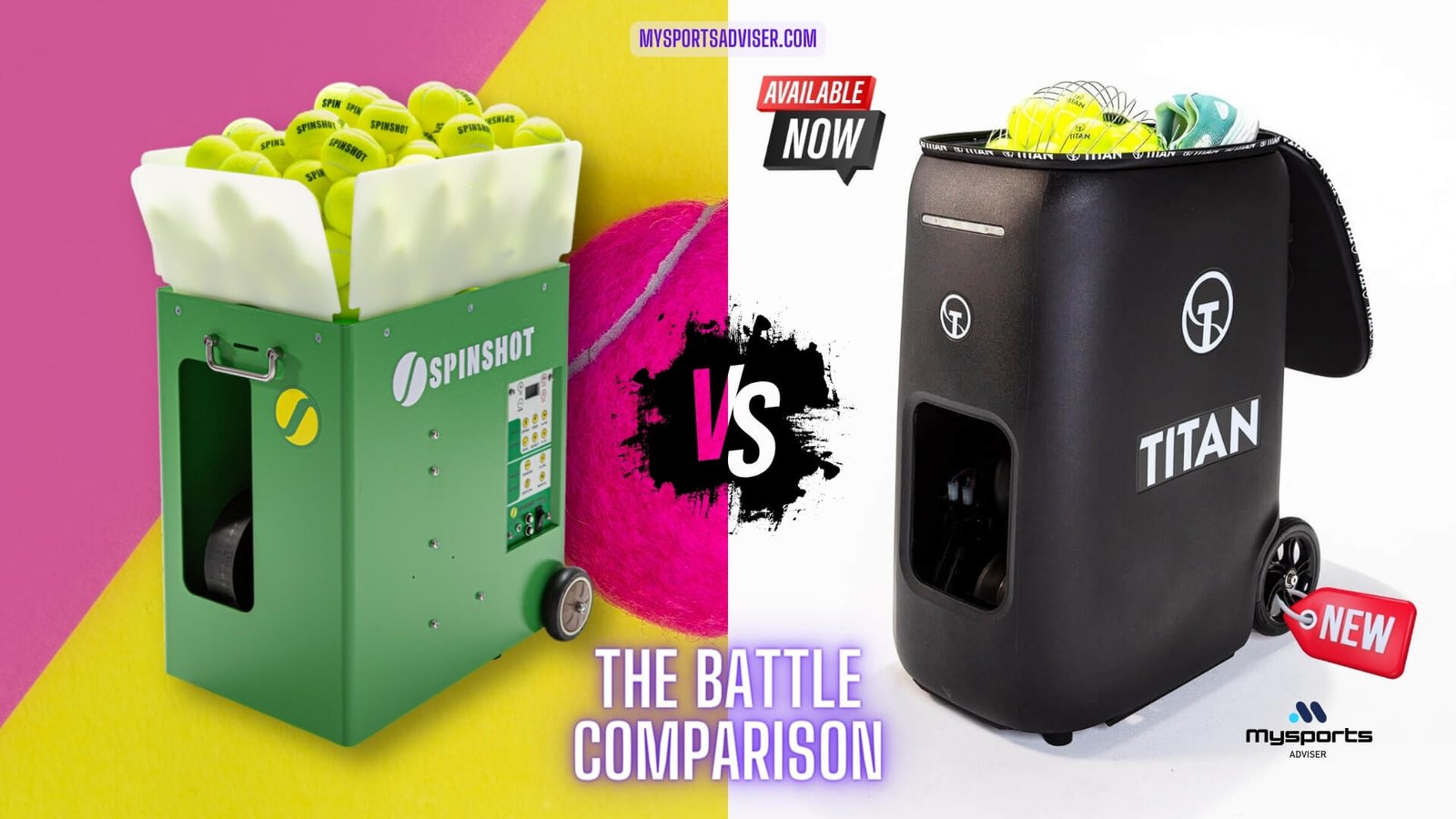 Spinshot Plus 2 Tennis Ball Machine vs Titan One comparison chart discount and coupon code