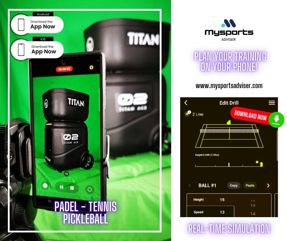 Titan padel tennis ball pickleball machine drill app