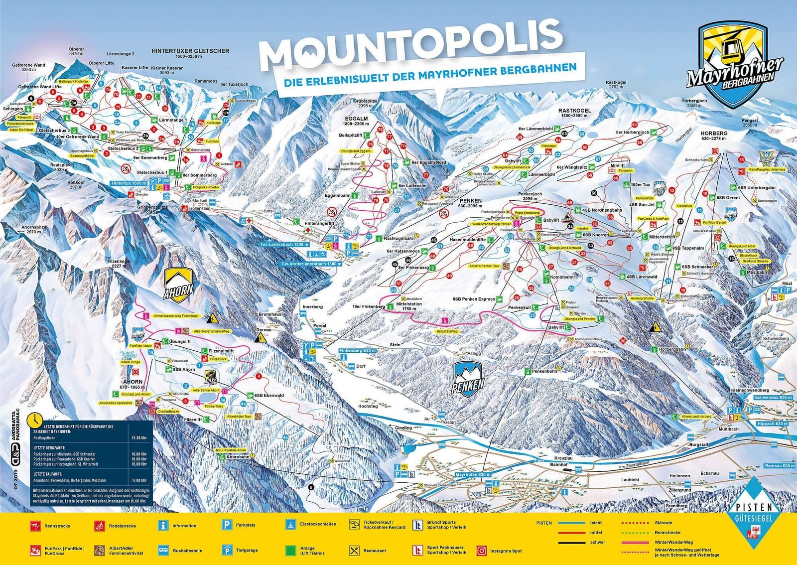 Mayrhofen lift map skiing